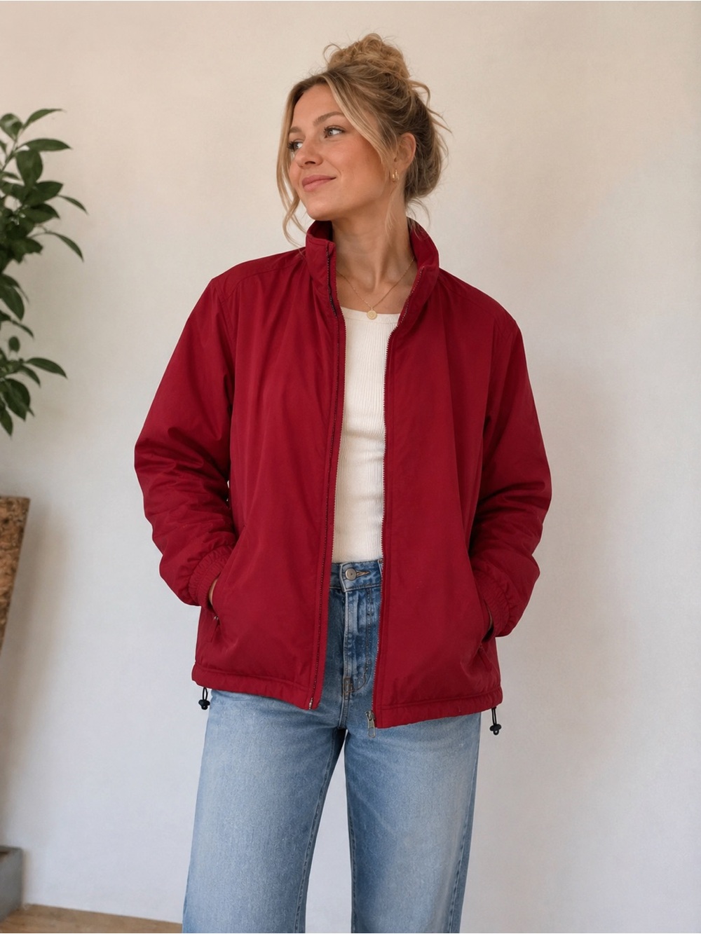 L.L.Bean Red Fleece-Lined Jacket Women’s Petite Small